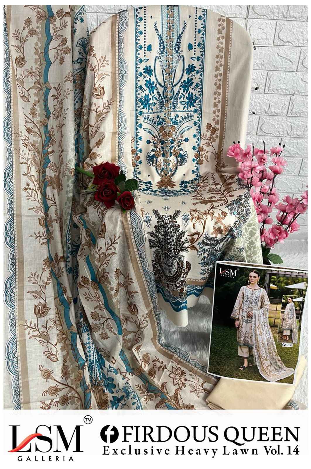 LSM FIRDOUS QUEEN VOL 14 EXCLUSIVE HEAVY LAWN COLLECTION AT WHOLESALE PRICE