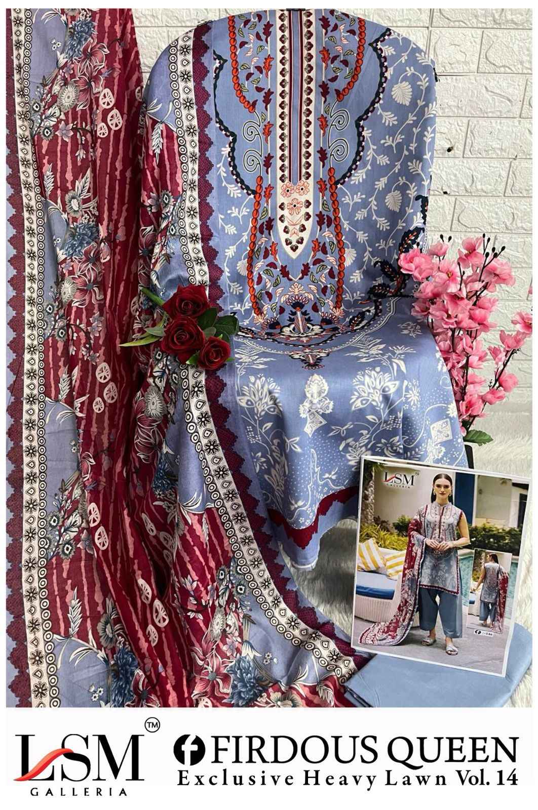 LSM FIRDOUS QUEEN VOL 14 EXCLUSIVE HEAVY LAWN COLLECTION AT WHOLESALE PRICE