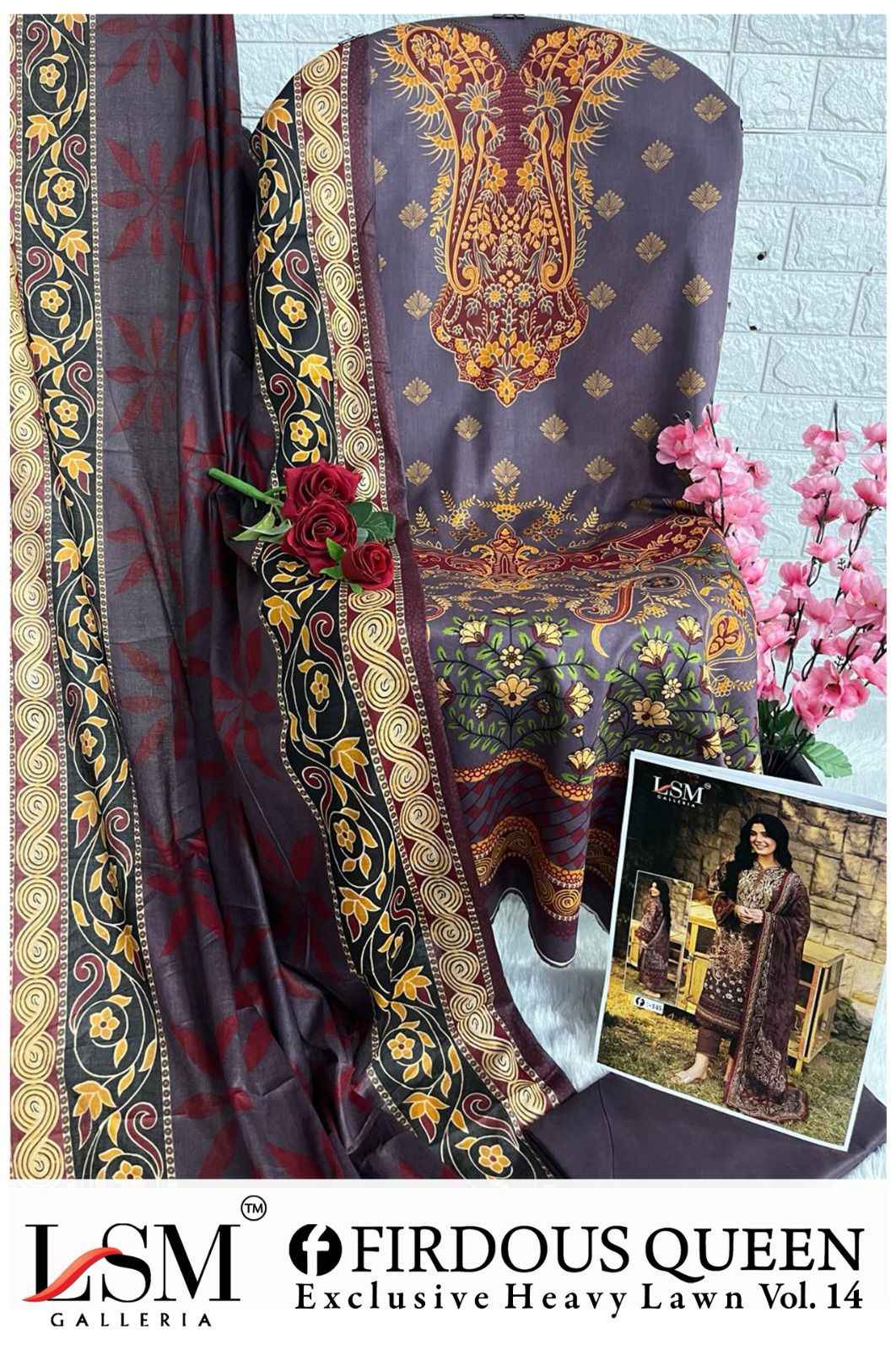 LSM FIRDOUS QUEEN VOL 14 EXCLUSIVE HEAVY LAWN COLLECTION AT WHOLESALE PRICE