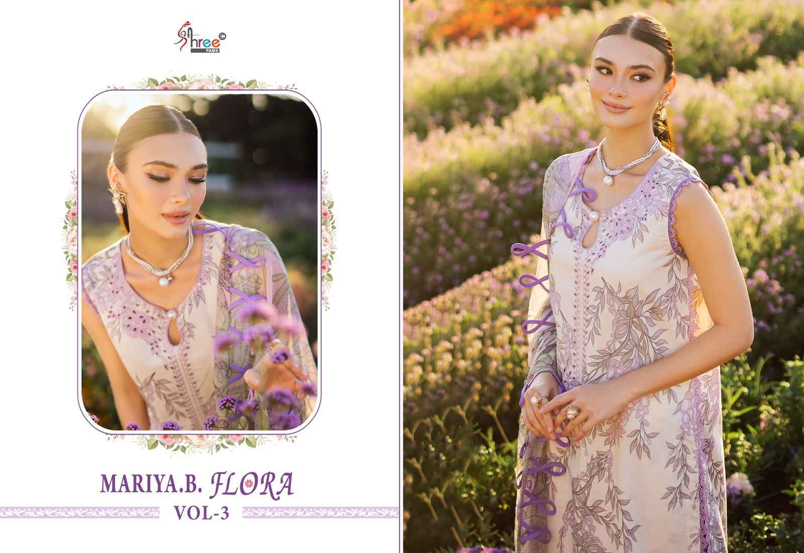 MARIA B FLORA VOL-03 PURE COTTON PRINTED DRESS MATERIAL AT WHOLESALE PRICE