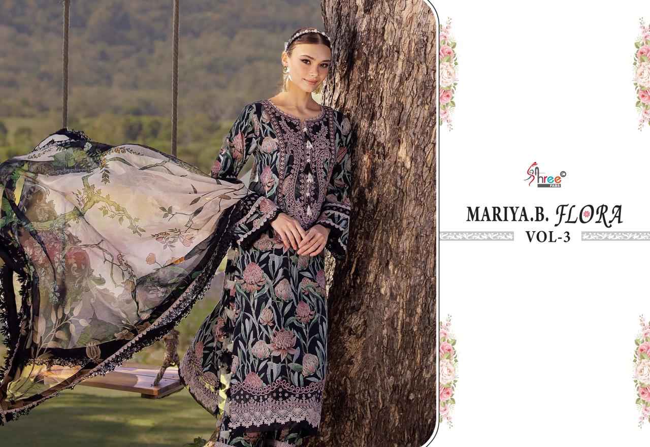 MARIA B FLORA VOL-03 PURE COTTON PRINTED DRESS MATERIAL AT WHOLESALE PRICE