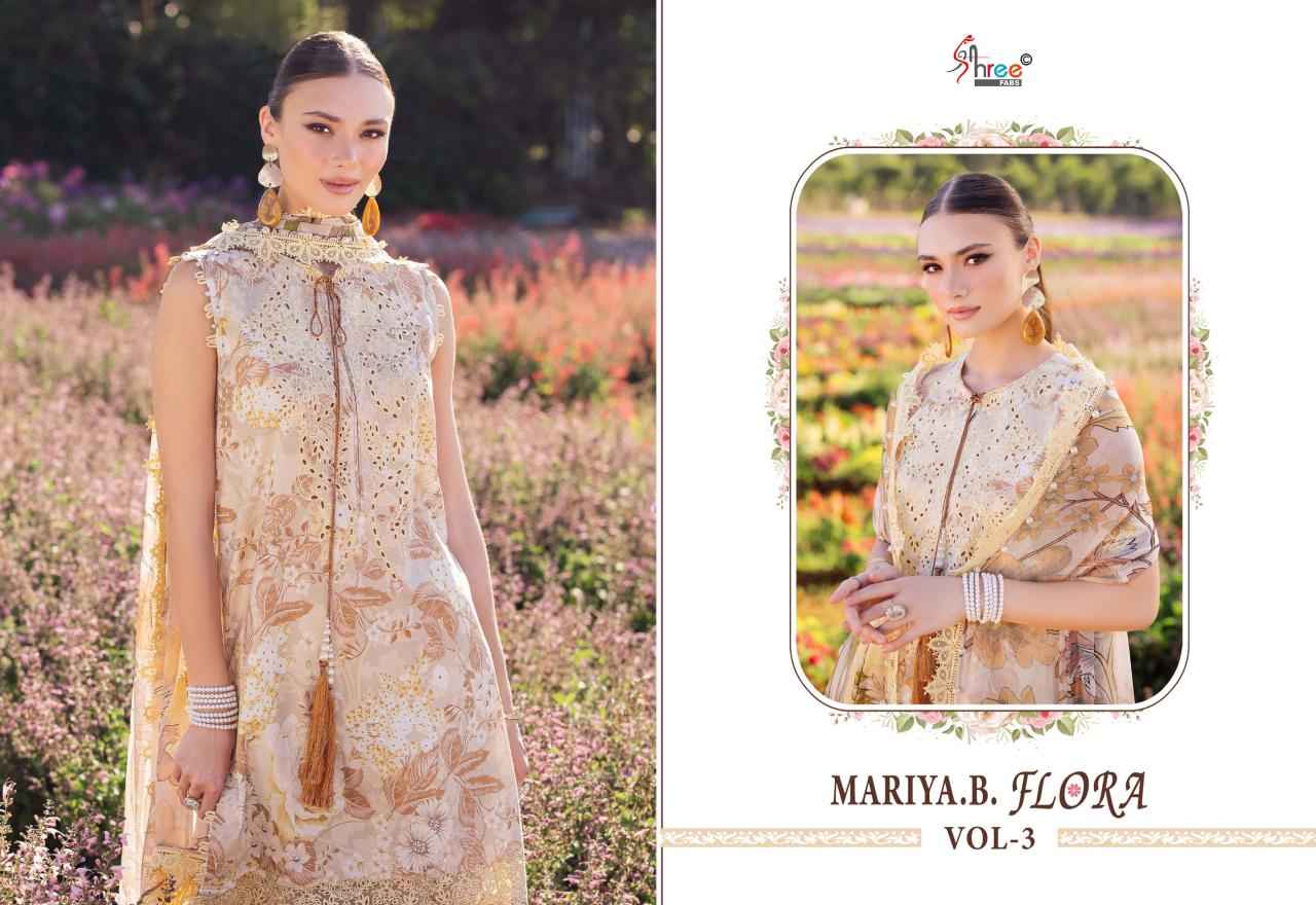 MARIA B FLORA VOL-03 PURE COTTON PRINTED DRESS MATERIAL AT WHOLESALE PRICE