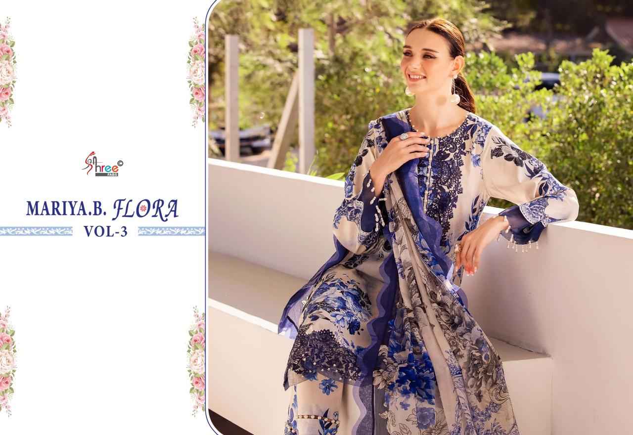 MARIA B FLORA VOL-03 PURE COTTON PRINTED DRESS MATERIAL AT WHOLESALE PRICE
