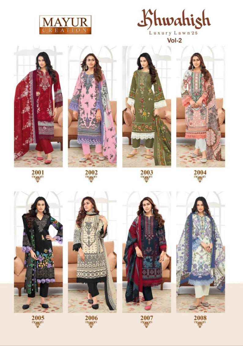MAYUR KHWAHISH VOL 2 KARACHI STYLE LAWN  COTTON DRESS MATERIAL AT WHOLESALE PRICE