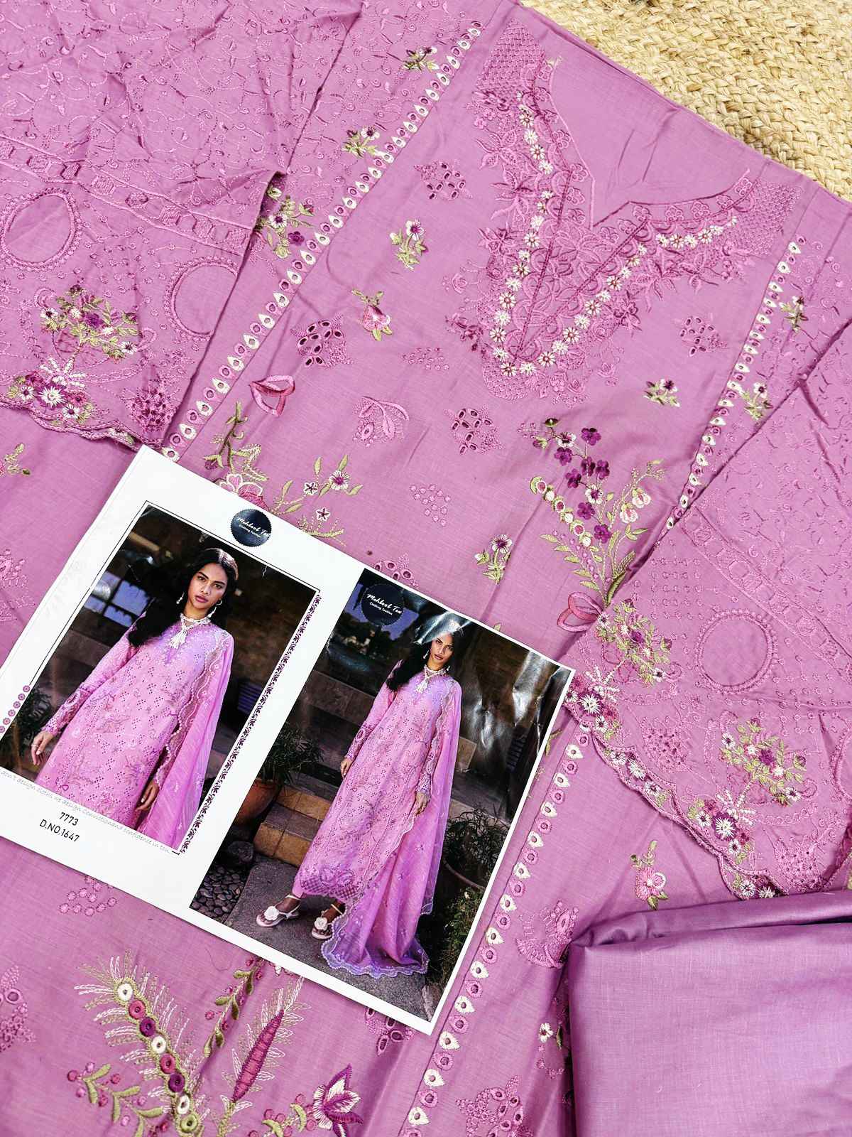 MEHBBOB TEX MARIA B 7773 PURE VISOCSE LAWN WITH EMBROIDERY DRESS MATERIAL AT WHOLESALE PRICE