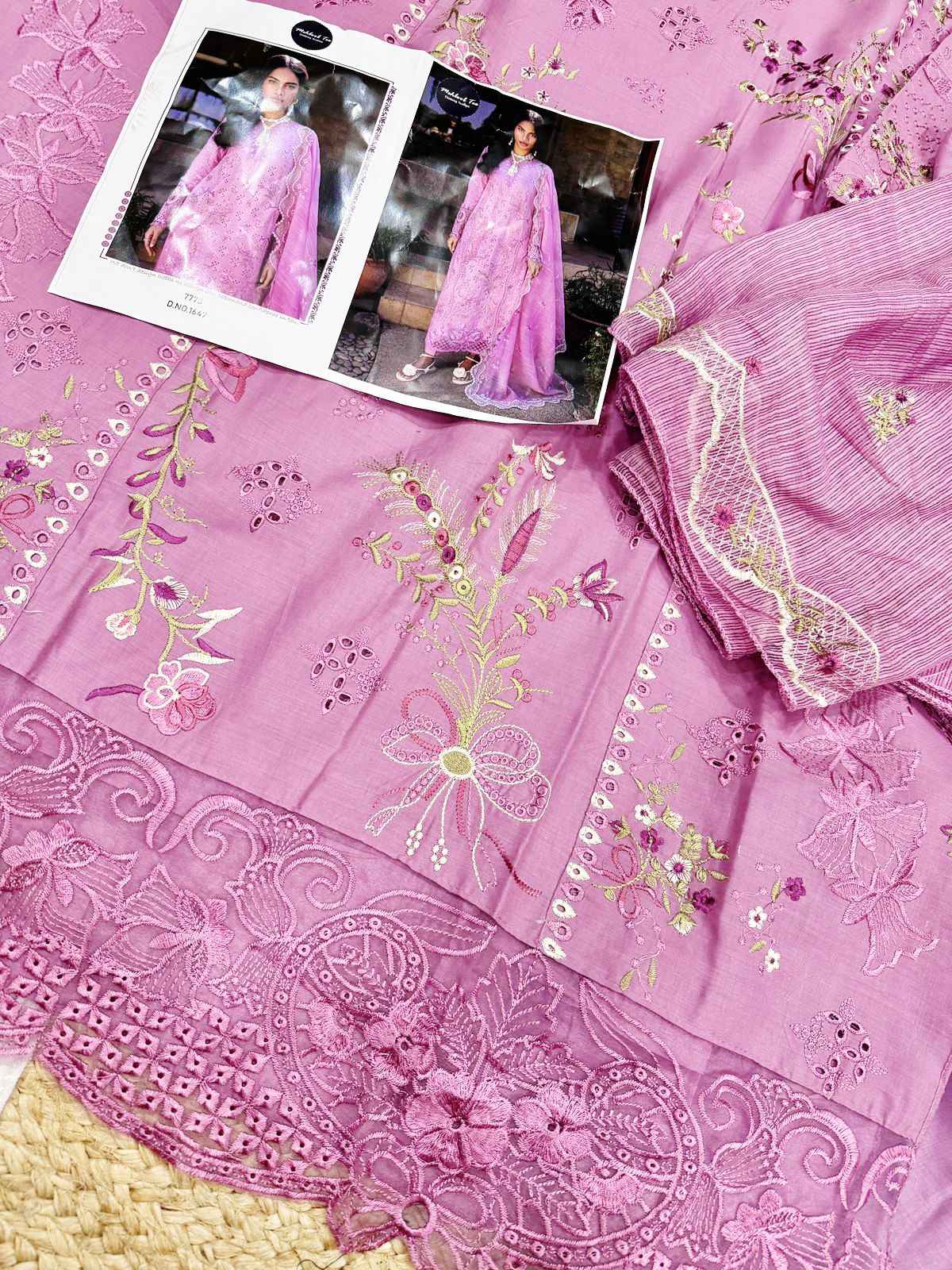 MEHBBOB TEX MARIA B 7773 PURE VISOCSE LAWN WITH EMBROIDERY DRESS MATERIAL AT WHOLESALE PRICE