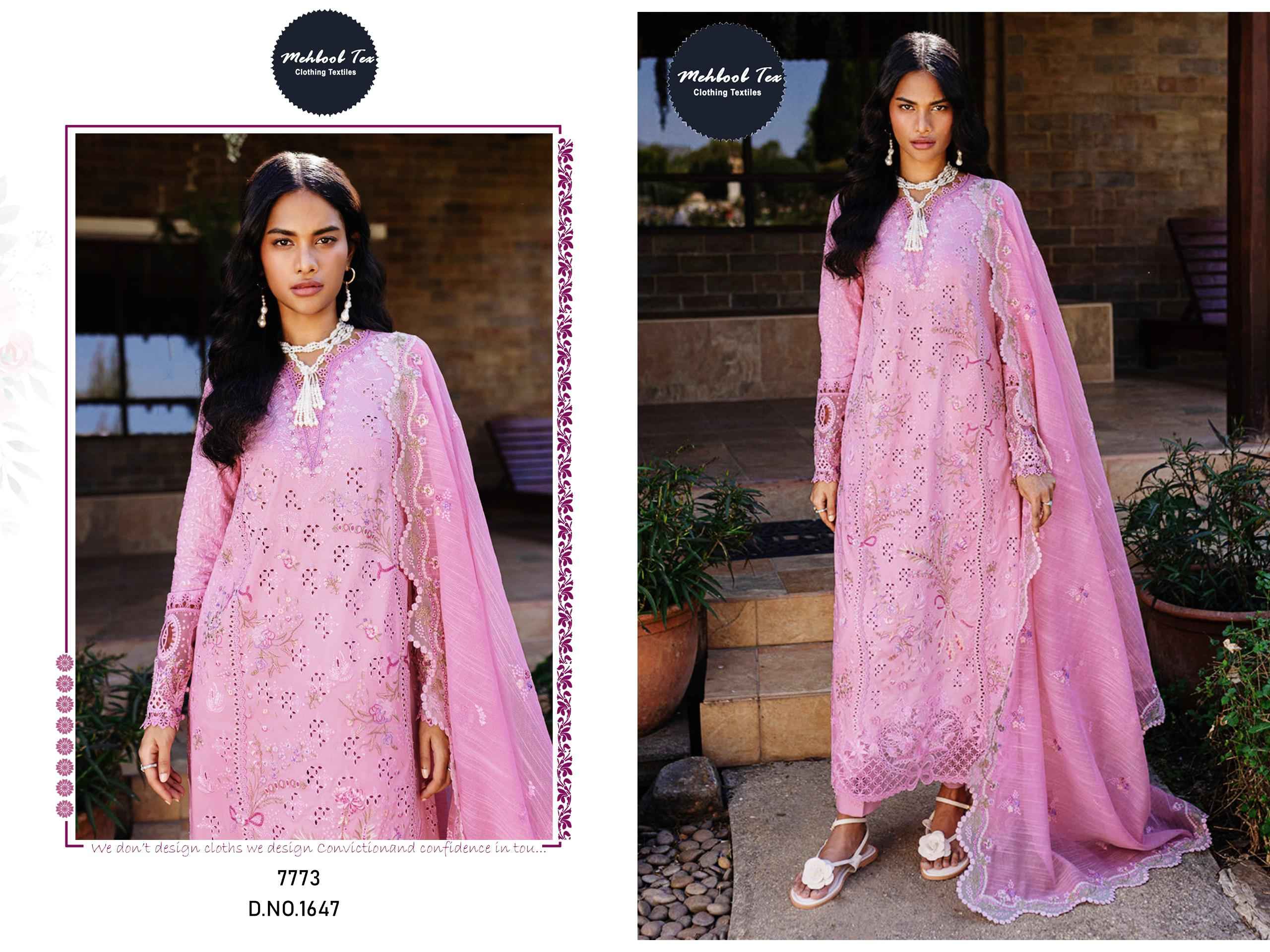 MEHBBOB TEX MARIA B 7773 PURE VISOCSE LAWN WITH EMBROIDERY DRESS MATERIAL AT WHOLESALE PRICE