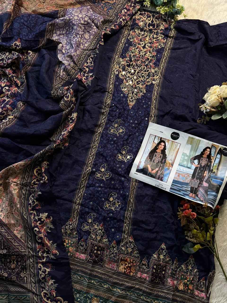 MEHBOOB TEX 7773 PURE VISCOSE  MASLIN DIGITAL PRINTED DRESS MATERIAL AT WHOLESALE PRICE