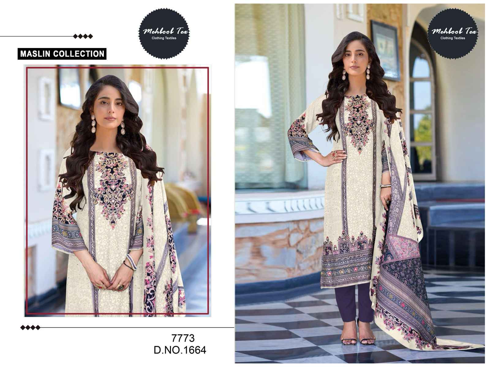 MEHBOOB TEX 7773 PURE VISCOSE  MASLIN DIGITAL PRINTED DRESS MATERIAL AT WHOLESALE PRICE