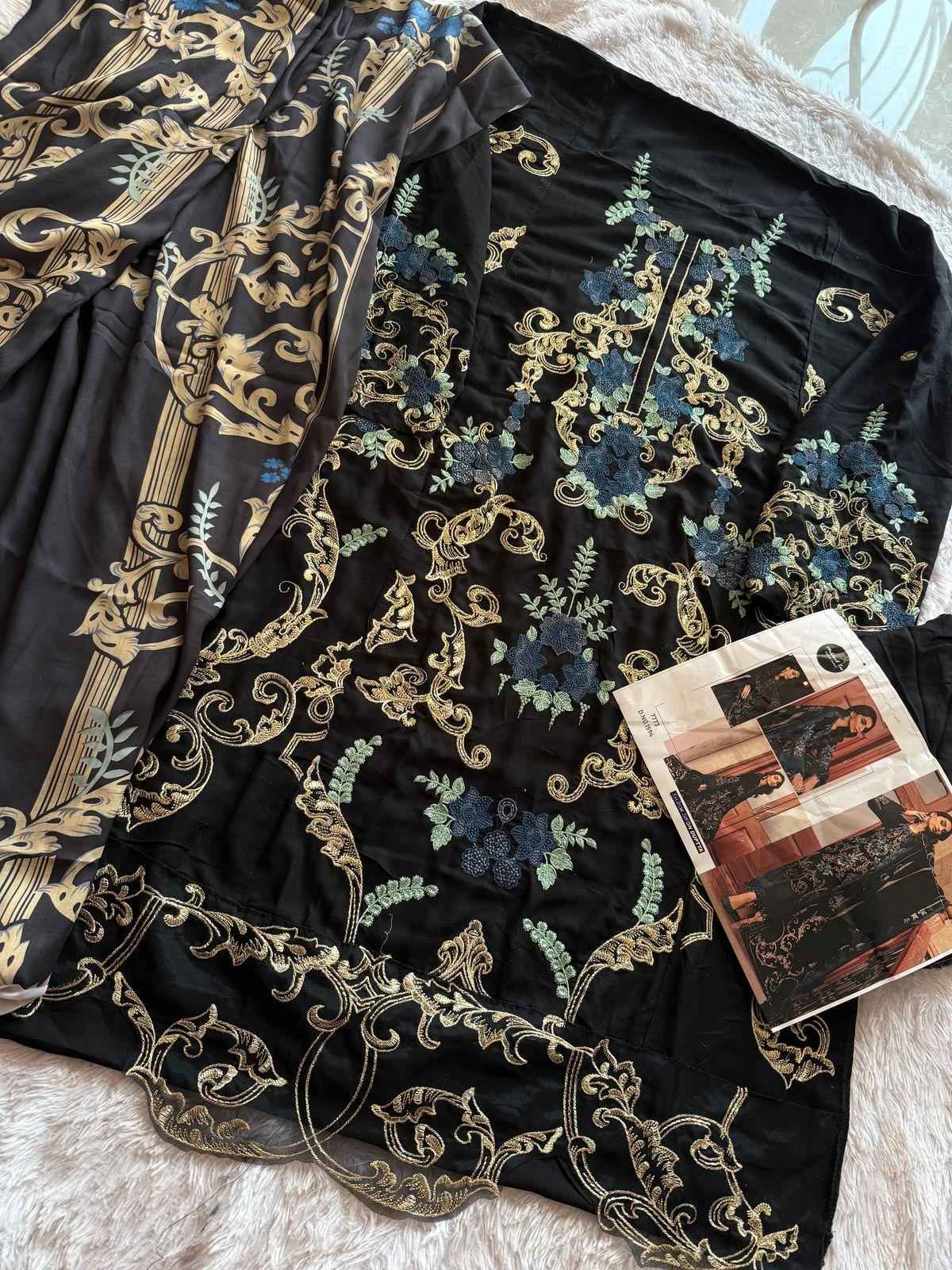 MEHBOOB TEX MARIA B. LUXE-2 NX D NO 1594 VISCOSE RAYON EMBROIDERY DRESS MATERIAL AT WHOLESALE PRICE
