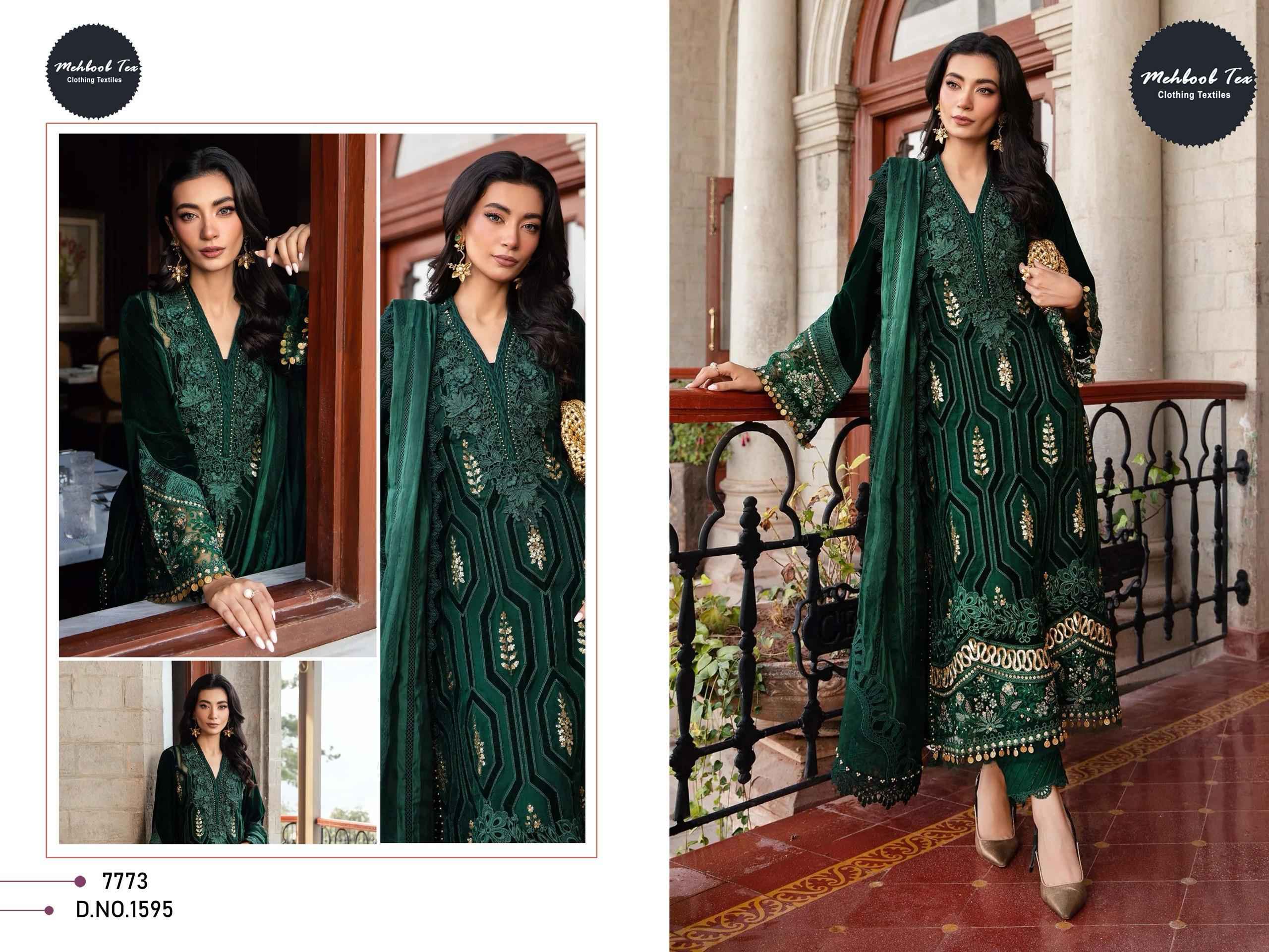 MEHBOOB TEX MARIA B. LUXE-2 NX D NO 1594 VISCOSE RAYON EMBROIDERY DRESS MATERIAL AT WHOLESALE PRICE
