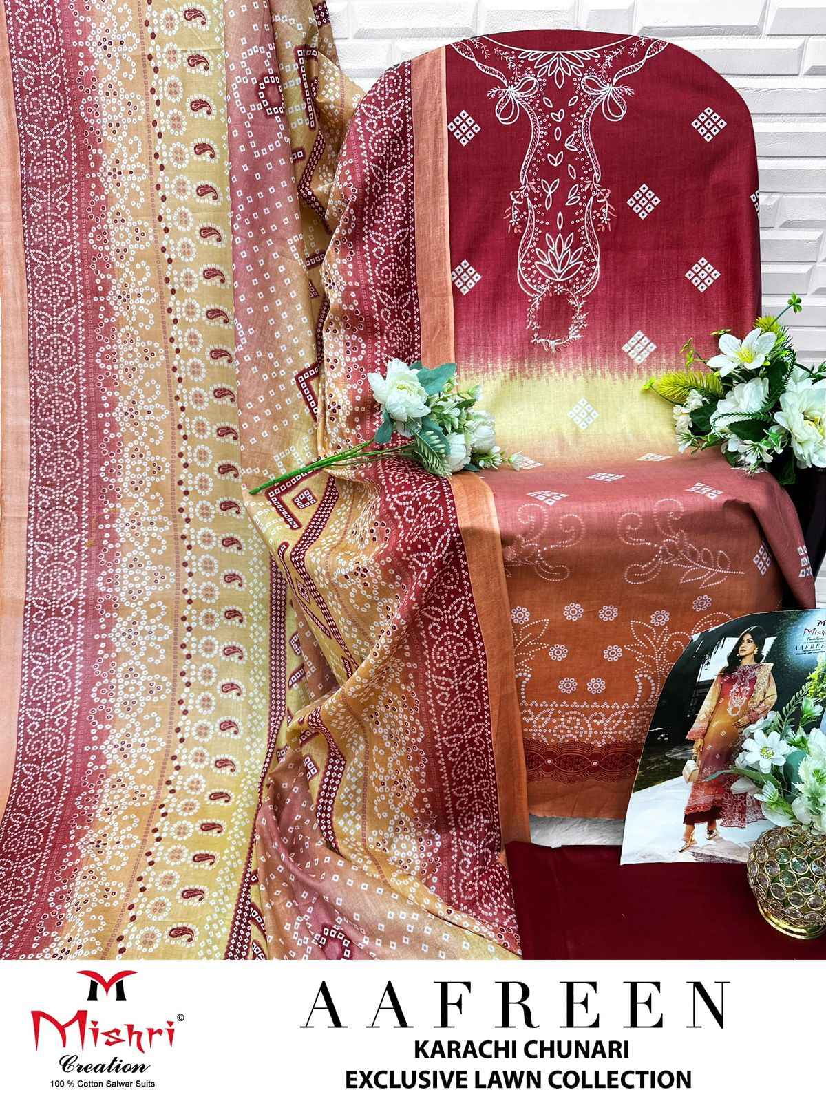 MISHRI AAFREEN HEAVY  PURE LAWN COTTON DRESS MATERIAL AT WHOLESALE PRICE