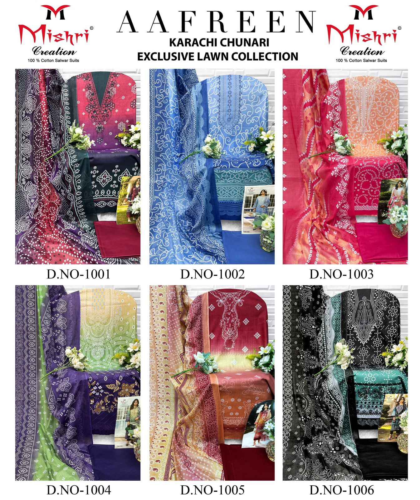 MISHRI AAFREEN HEAVY  PURE LAWN COTTON DRESS MATERIAL AT WHOLESALE PRICE