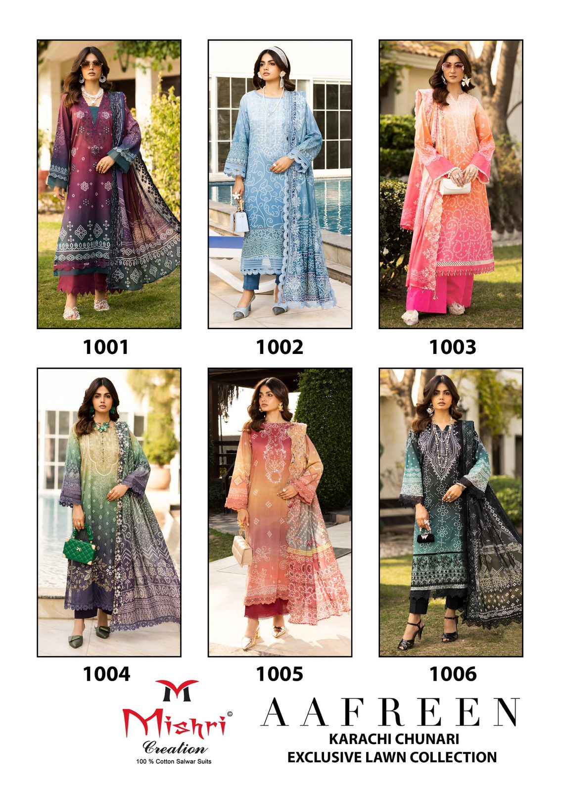 MISHRI AAFREEN HEAVY  PURE LAWN COTTON DRESS MATERIAL AT WHOLESALE PRICE