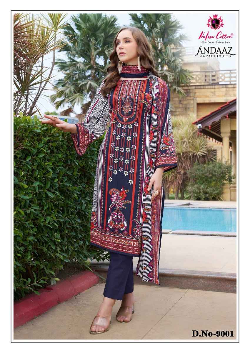 NAFISA ANDAAZ VOL-9 PURE COTTON PRINTED DRESS MATERIAL AT WHOLESALE PRICE