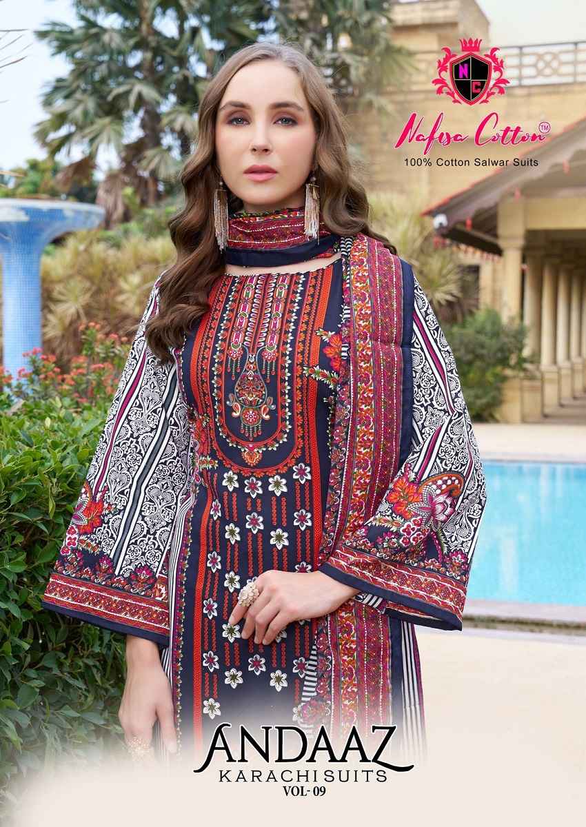NAFISA ANDAAZ VOL-9 PURE COTTON PRINTED DRESS MATERIAL AT WHOLESALE PRICE