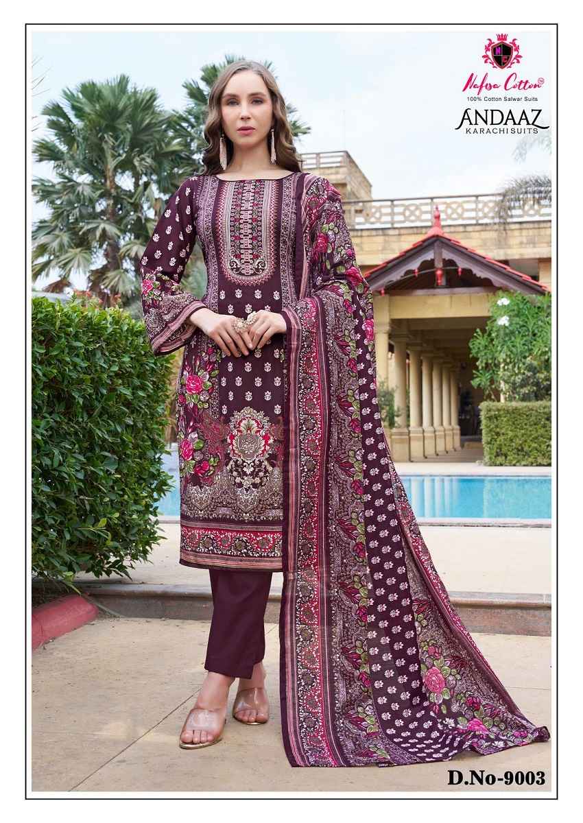 NAFISA ANDAAZ VOL-9 PURE COTTON PRINTED DRESS MATERIAL AT WHOLESALE PRICE