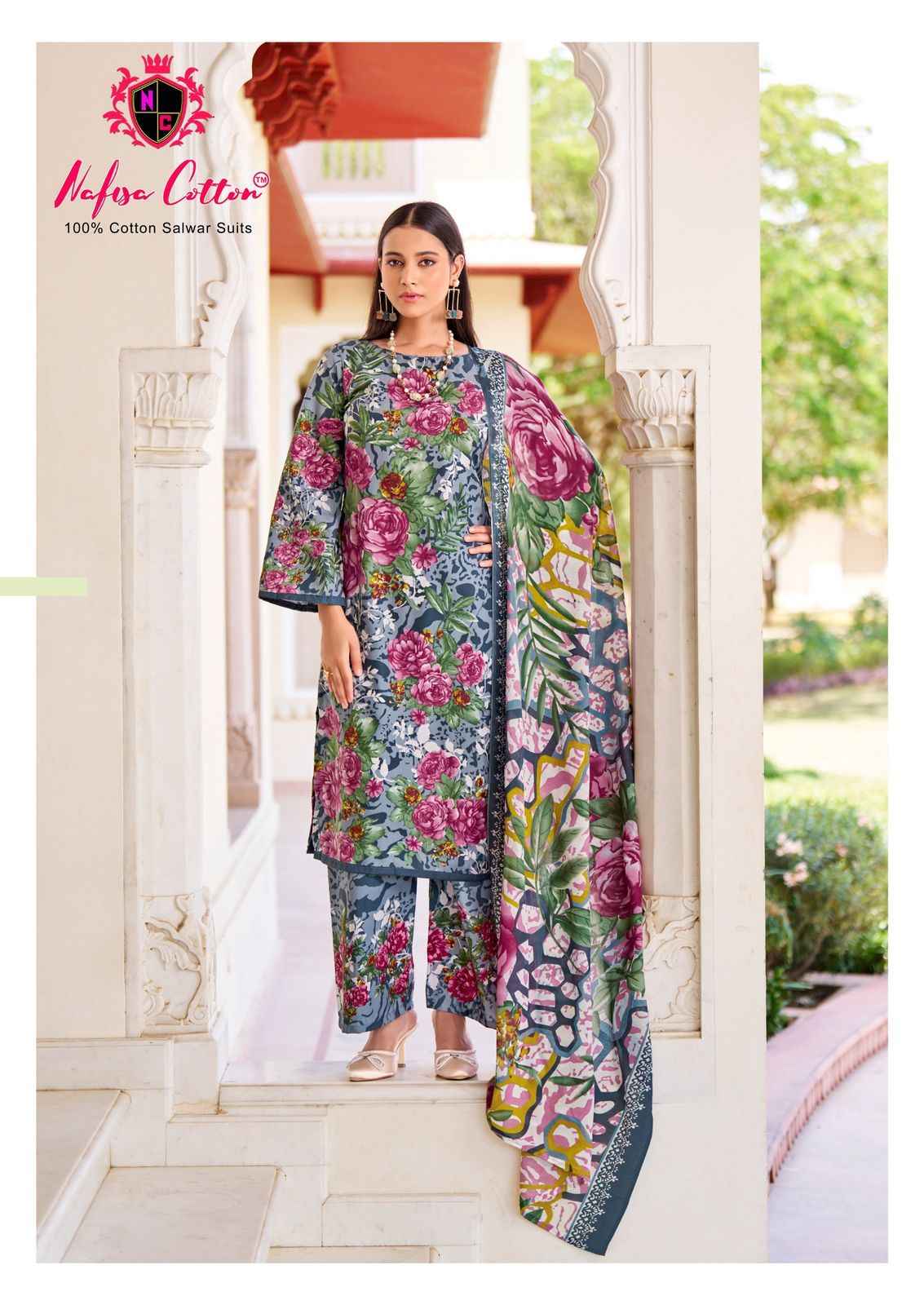 NAFISHA HOOR KARACHI PURE SOFT COTTON DIGITAL PRINTED DRESS MATERIAL AT WHOLESALE PRICE