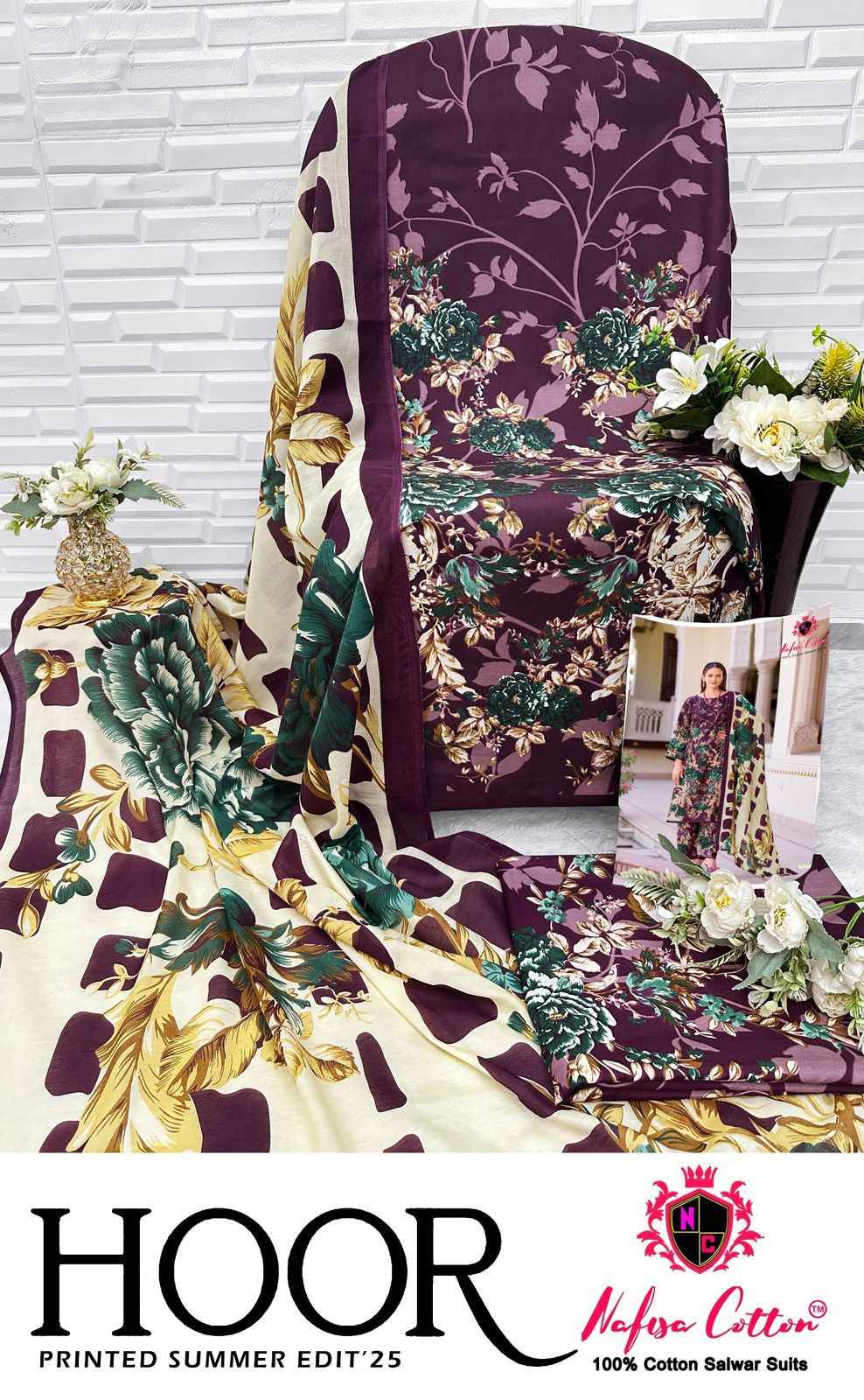 NAFISHA HOOR KARACHI PURE SOFT COTTON DIGITAL PRINTED DRESS MATERIAL AT WHOLESALE PRICE