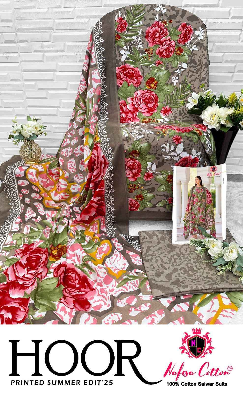 NAFISHA HOOR KARACHI PURE SOFT COTTON DIGITAL PRINTED DRESS MATERIAL AT WHOLESALE PRICE