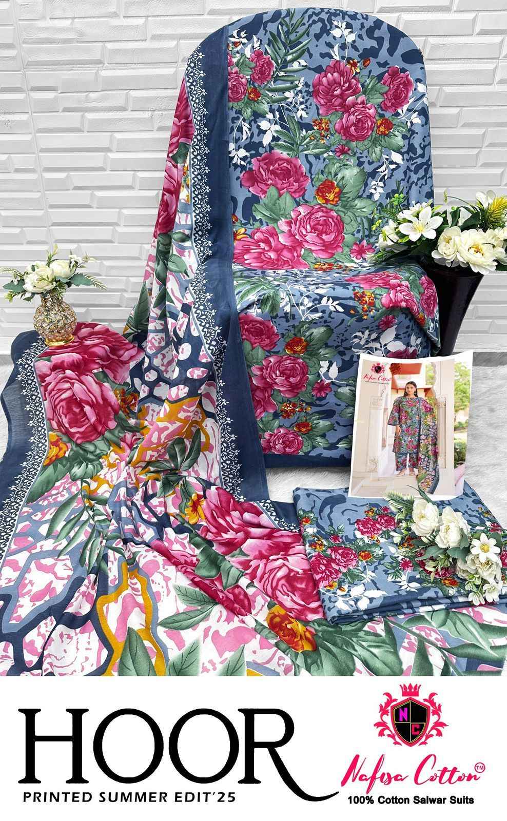 NAFISHA HOOR KARACHI PURE SOFT COTTON DIGITAL PRINTED DRESS MATERIAL AT WHOLESALE PRICE