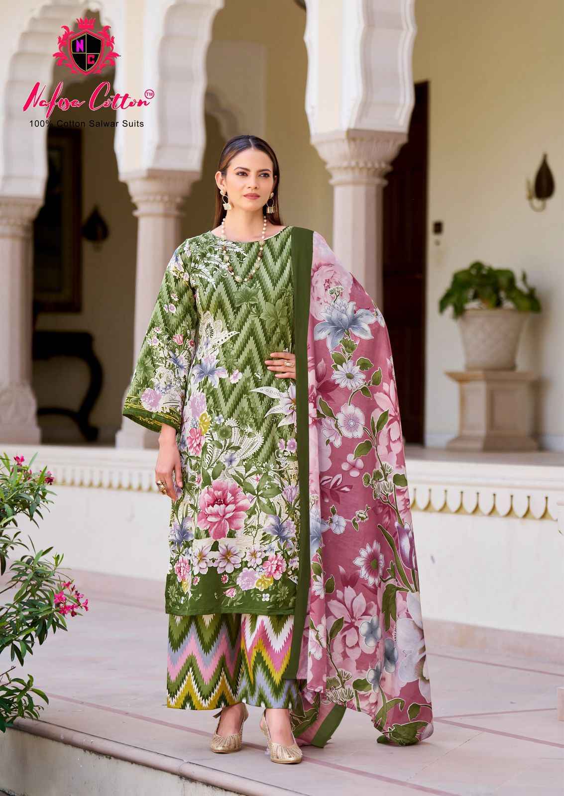 NAFISHA HOOR KARACHI PURE SOFT COTTON DIGITAL PRINTED DRESS MATERIAL AT WHOLESALE PRICE