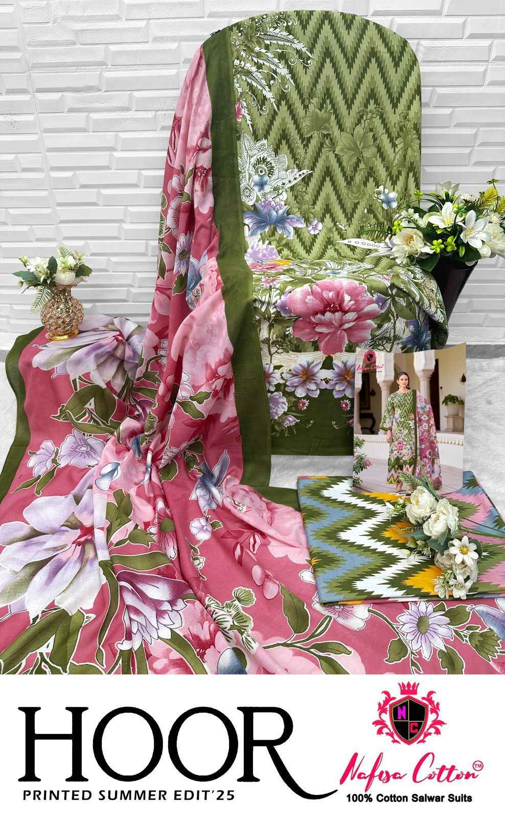 NAFISHA HOOR KARACHI PURE SOFT COTTON DIGITAL PRINTED DRESS MATERIAL AT WHOLESALE PRICE