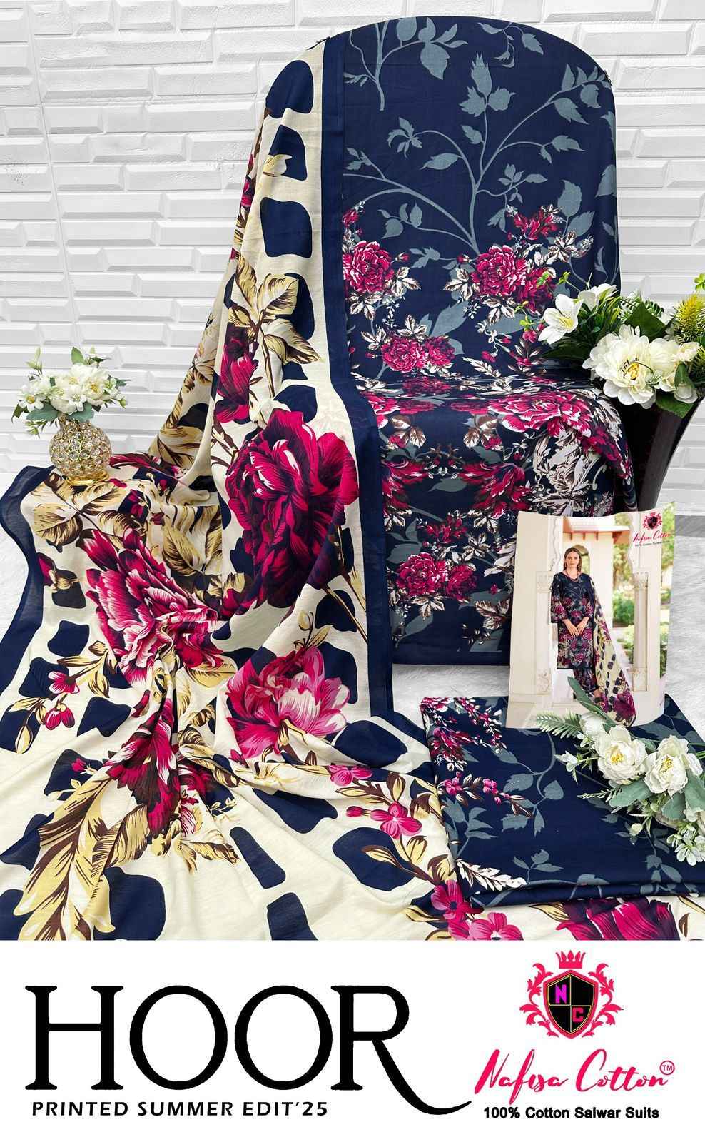 NAFISHA HOOR KARACHI PURE SOFT COTTON DIGITAL PRINTED DRESS MATERIAL AT WHOLESALE PRICE