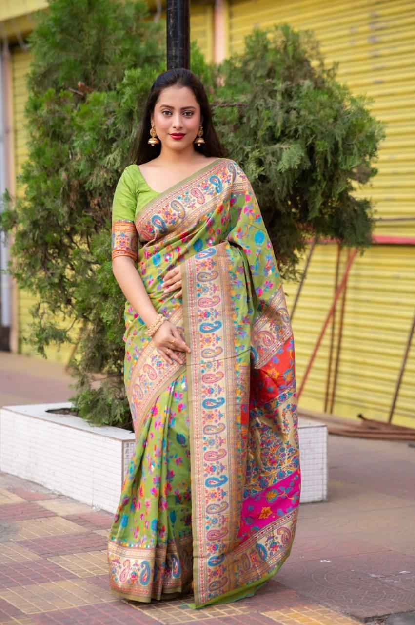 PASMINA KASHMIRI PURE ZARI WEAVING WORK SAREE AT WHOLESALE PRICE