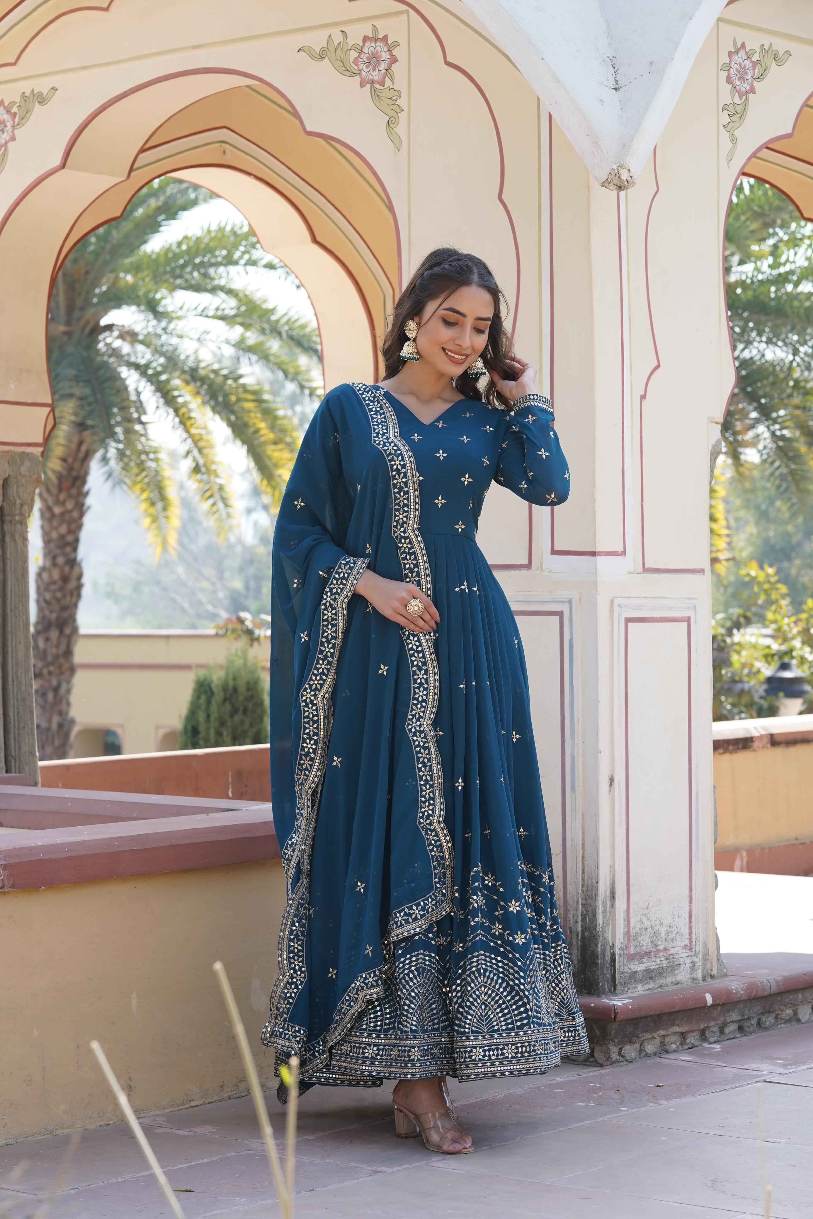 PREMIUM DESIGNER READYMADE EMBROIDERY GOWN COLLECTION WHOLESALE PRICE AT SHIVKRUPA ENTERPRISE