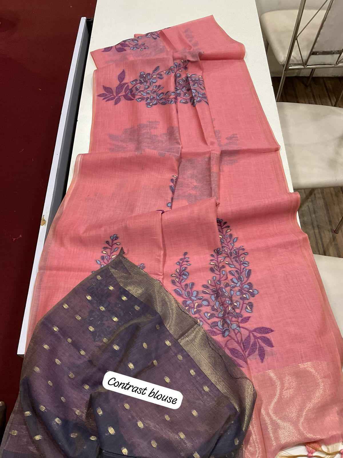 PREMIUM SOFT MUGA SILK FLORAL WEAVING DESIGN SAREE AT WHOLESALE PRICE