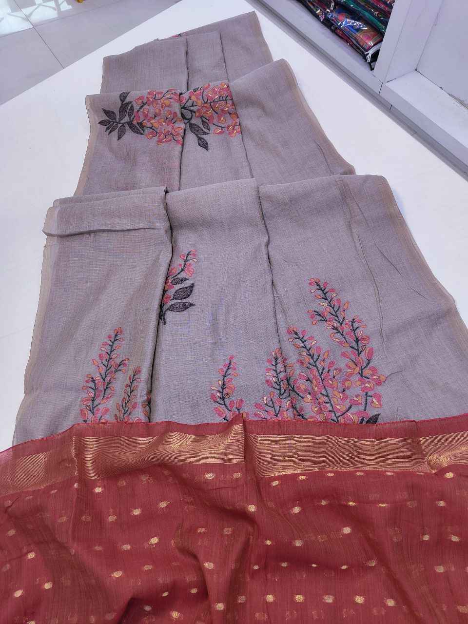 PREMIUM SOFT MUGA SILK FLORAL WEAVING SAREE AT WHOLESALE PRICE