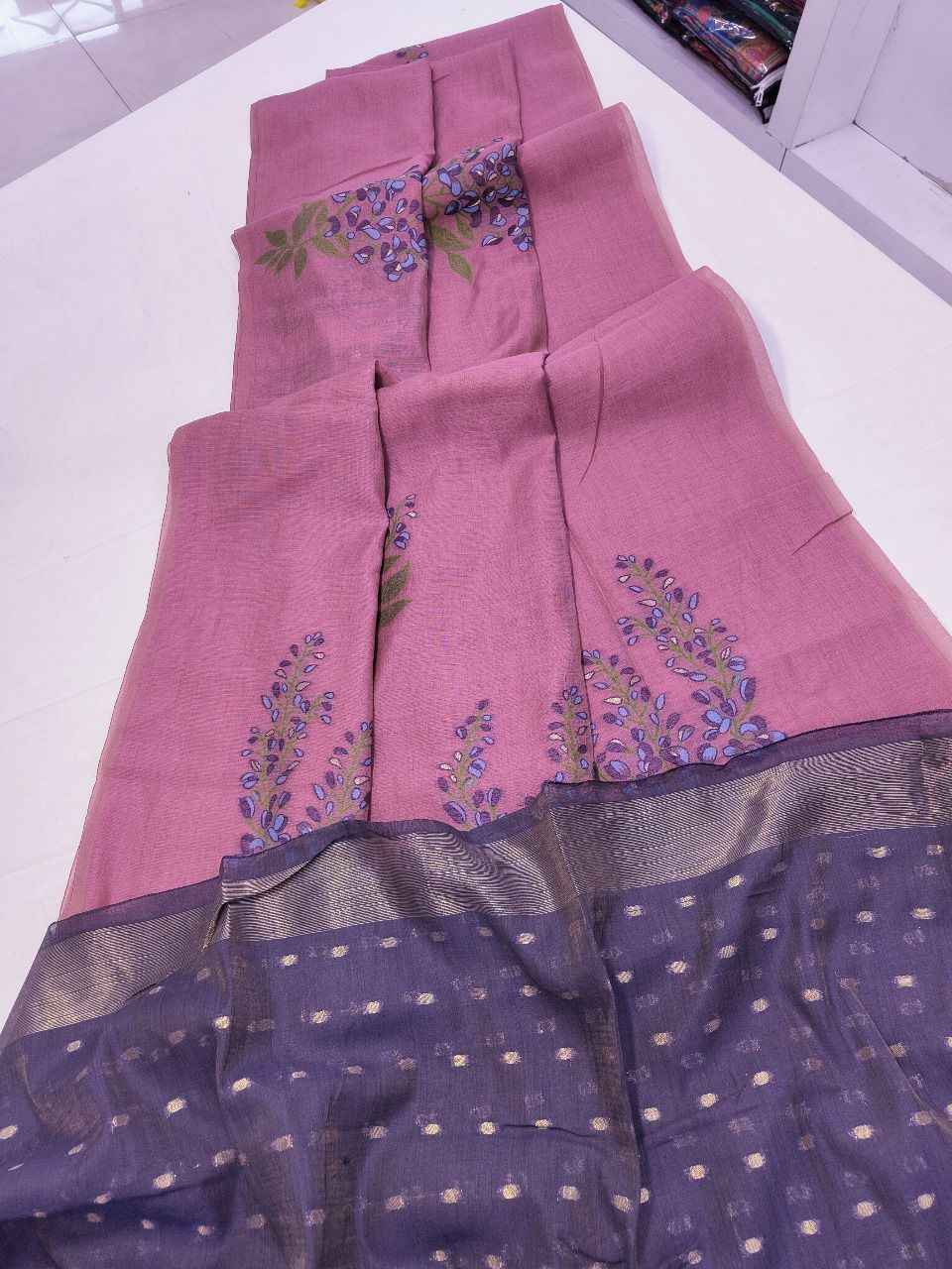 PREMIUM SOFT MUGA SILK FLORAL WEAVING SAREE AT WHOLESALE PRICE