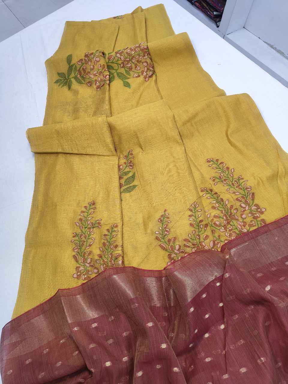 PREMIUM SOFT MUGA SILK FLORAL WEAVING SAREE AT WHOLESALE PRICE
