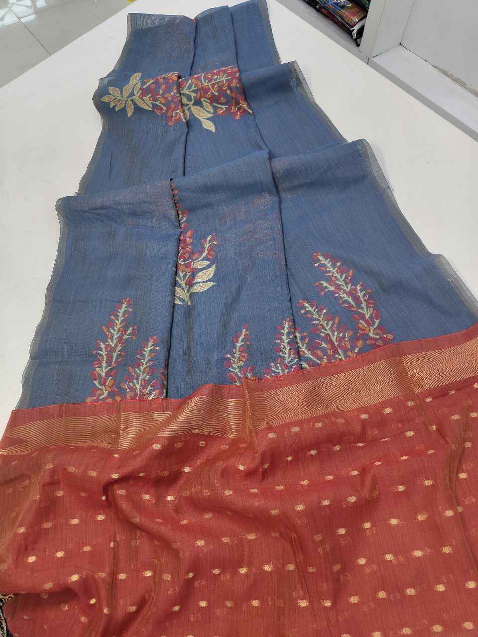 PREMIUM SOFT MUGA SILK FLORAL WEAVING SAREE AT WHOLESALE PRICE