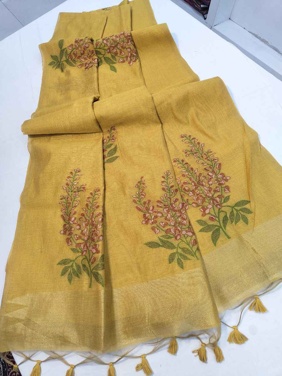 PREMIUM SOFT MUGA SILK FLORAL WEAVING SAREE AT WHOLESALE PRICE