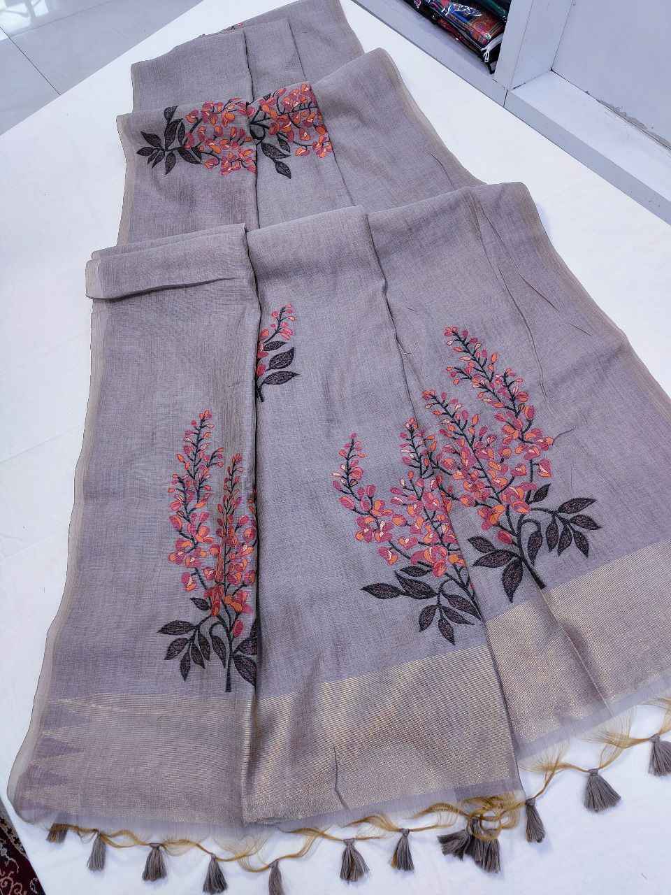 PREMIUM SOFT MUGA SILK FLORAL WEAVING SAREE AT WHOLESALE PRICE