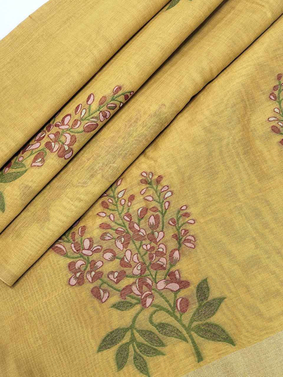 PREMIUM SOFT MUGA SILK FLORAL WEAVING SAREE AT WHOLESALE PRICE