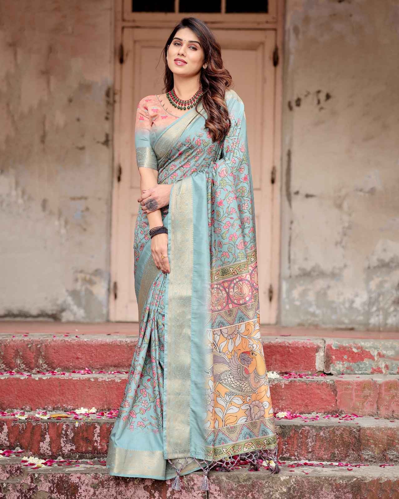 PREMIUM TUSSAR SILK TRADITIONAL BANDHANI DIGITAL PRINTED SAREE AT WHOLESALE PRICE