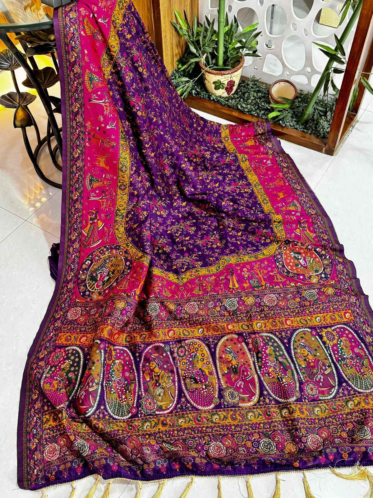 PURE AND SOFT RAJWADI PASHMINA SILK WEAVING SAREE AT WHOLESALE PRICE