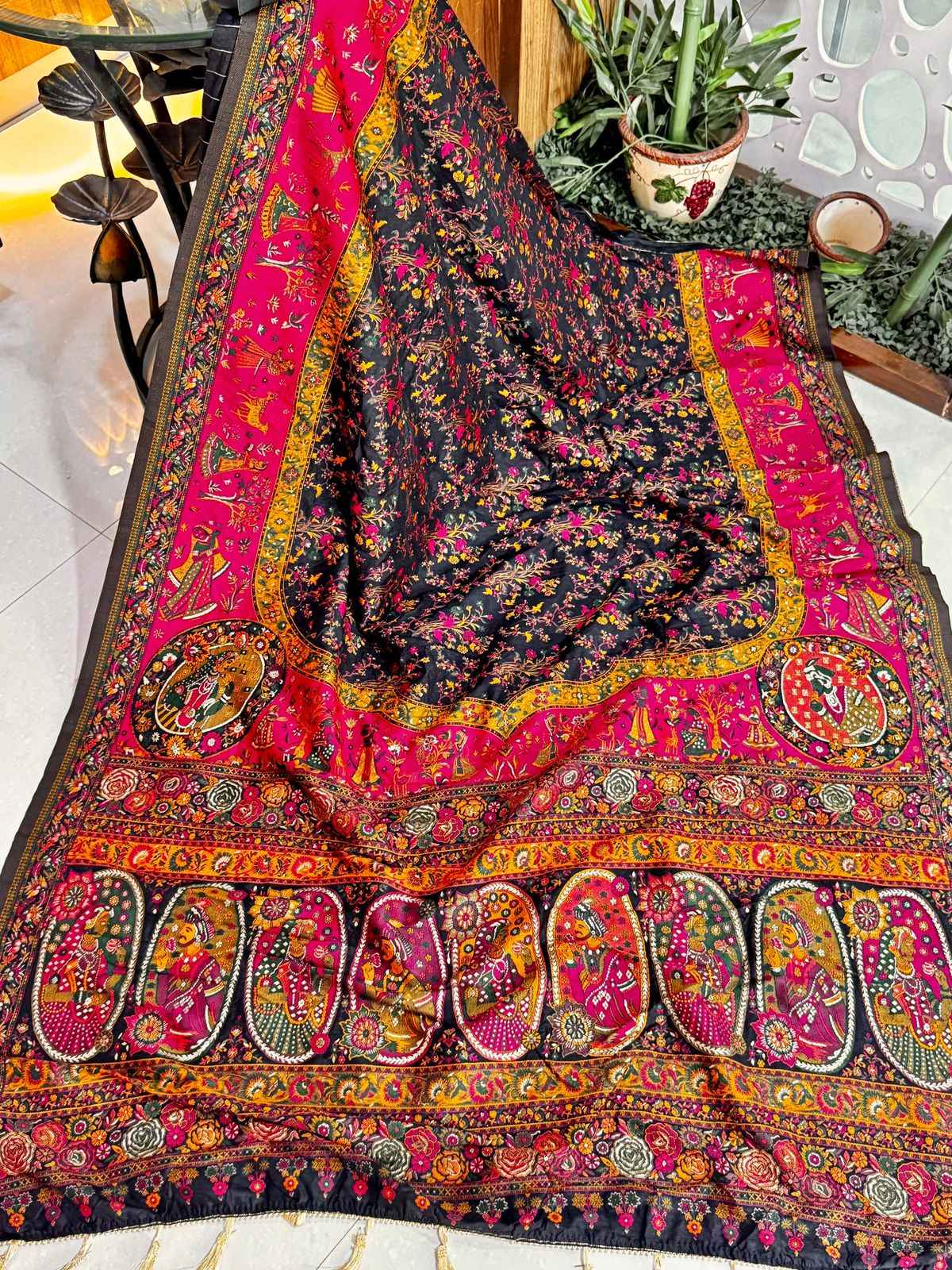 PURE AND SOFT RAJWADI PASHMINA SILK WEAVING SAREE AT WHOLESALE PRICE