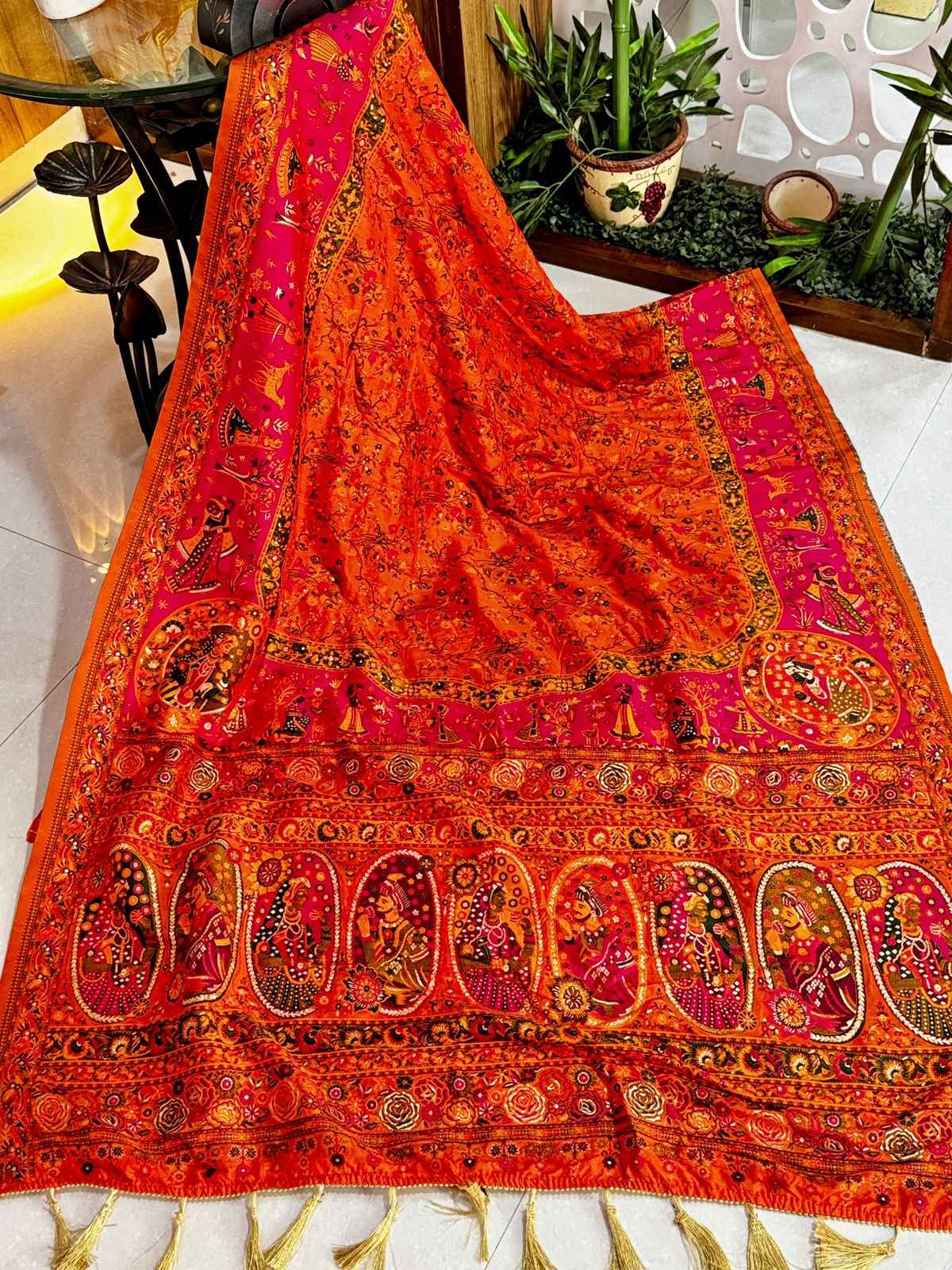 PURE AND SOFT RAJWADI PASHMINA SILK WEAVING SAREE AT WHOLESALE PRICE