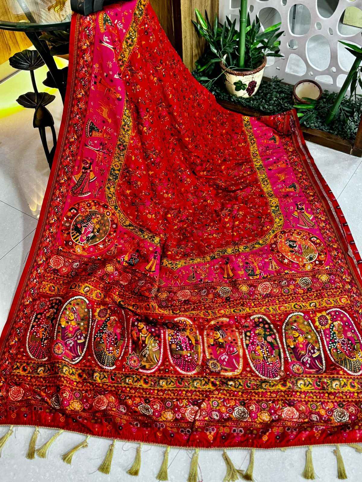 PURE AND SOFT RAJWADI PASHMINA SILK WEAVING SAREE AT WHOLESALE PRICE