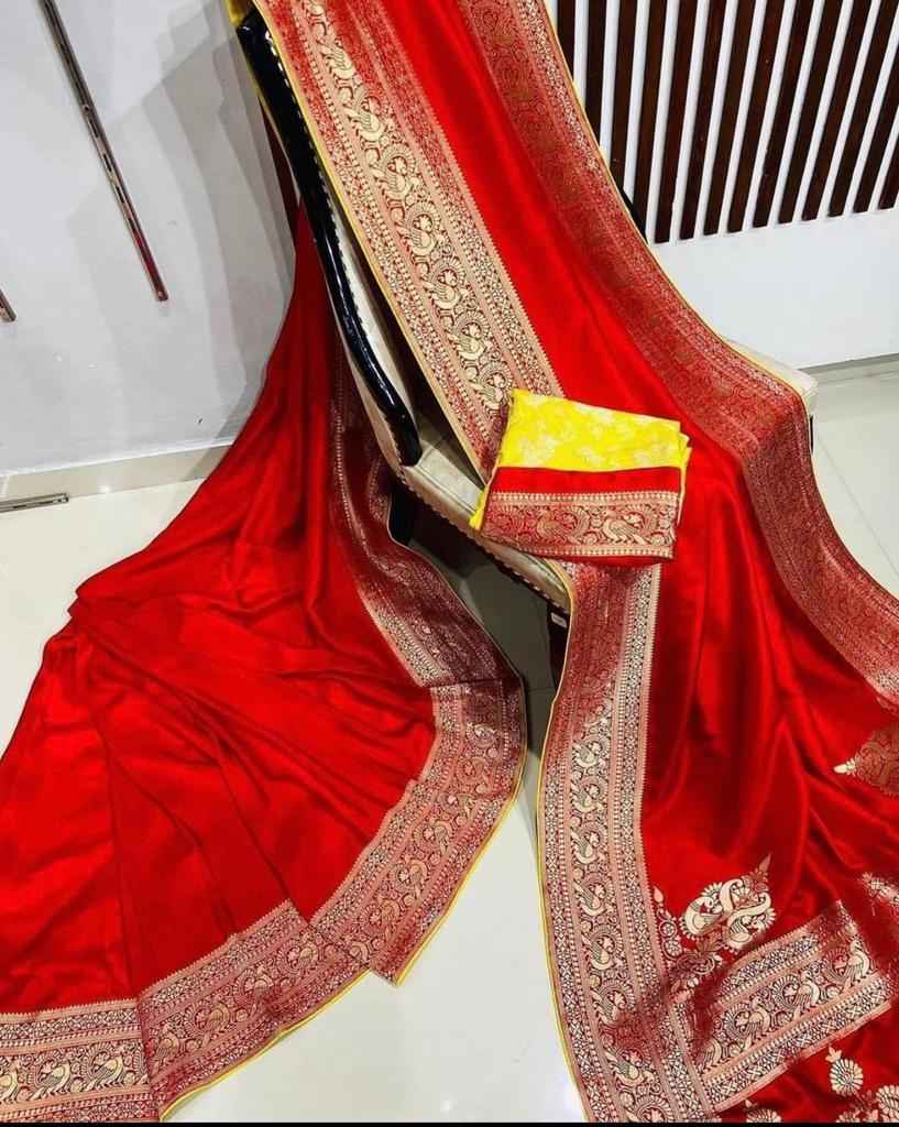 PURE BANARASI DOLA SILK GOLD ZARI WEAVING DESIGNER SAREES AT WHOLESALE PRICE