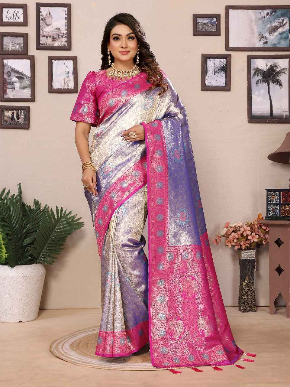 PURE BANARASI TISSUE SILK PAITHANI WOVEN PALLU SAREE AT WHOLESALE PRICE