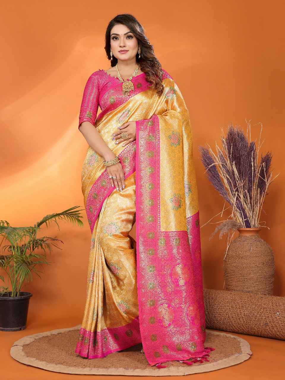PURE BANARASI TISSUE SILK PAITHANI WOVEN PALLU SAREE AT WHOLESALE PRICE