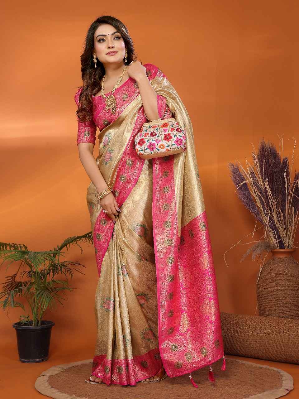 PURE BANARASI TISSUE SILK PAITHANI WOVEN PALLU SAREE AT WHOLESALE PRICE