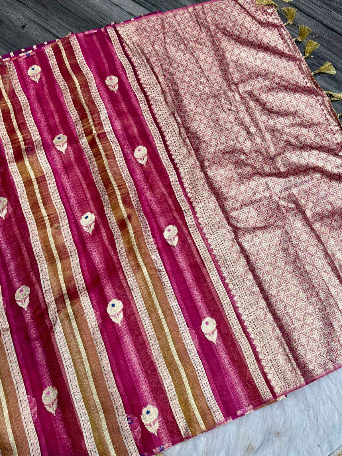 PURE BANARASI TISSUE SILK WEAVING SAREE AT WHOLESALE PRICE