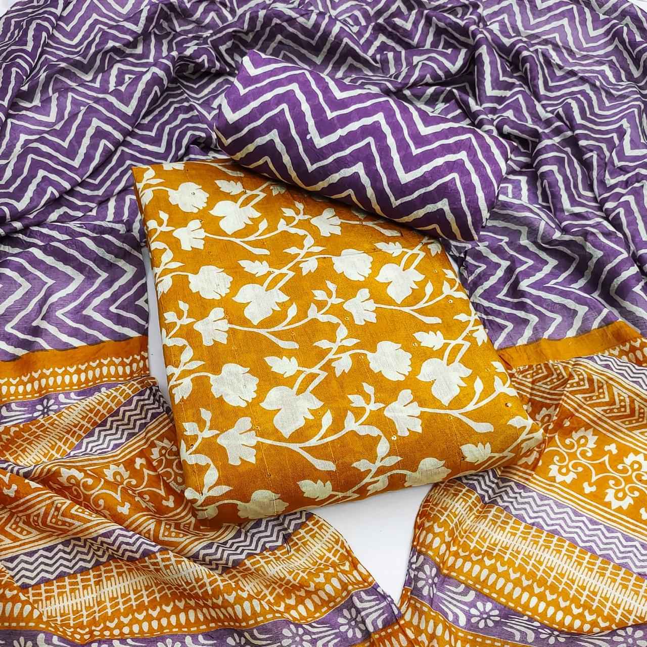 PURE CHANDERI COTTON AJRAKH PRINTED DRESS MATERIAL AT WHOLESALE PRICE