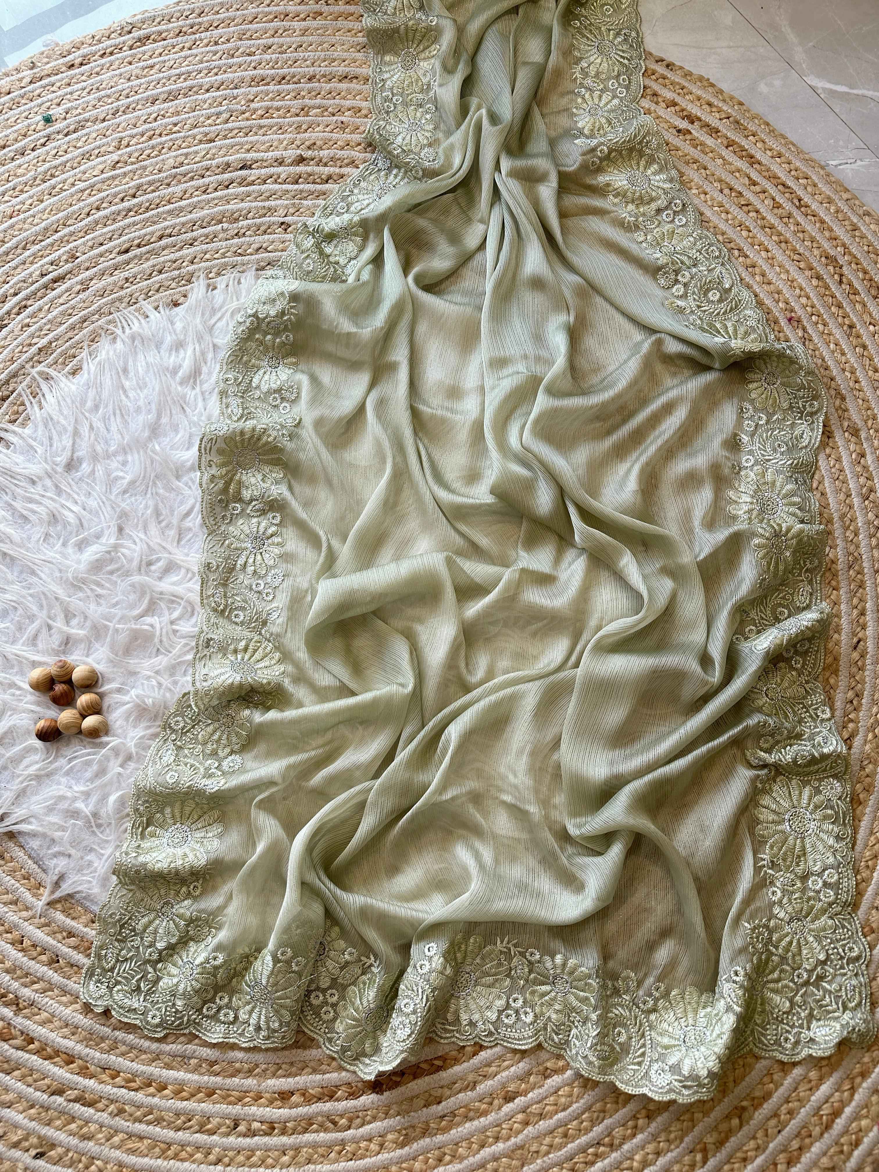 PURE CHIFFON GEORGETT SILK ZARI WEAVING LINING SAREE AT WHOLESALE PRICE